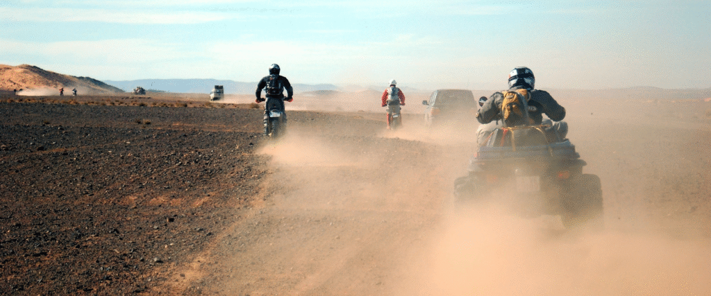 a groupe of quad riders in moroccan sahara