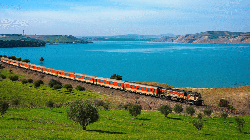 a nice view for train atlas in morocco`