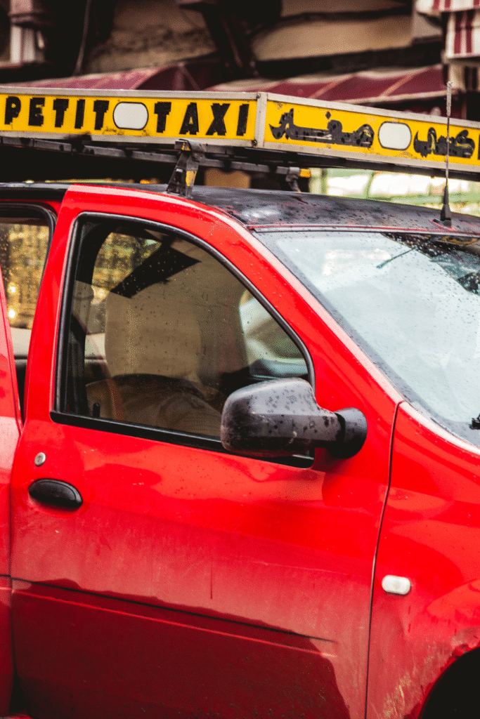 red petit taxi in morocco