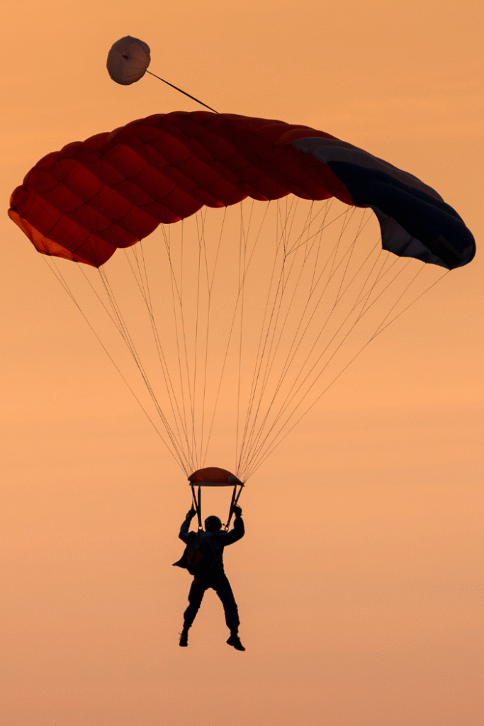 skydriving by a man traying to land after a great experience in morocco