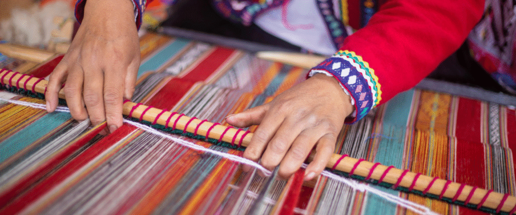 textiles with a women hand in morocco textiles with a women hand in morocco